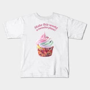 Unicorn Cupcake with Pink and Teal Frosting Kids T-Shirt